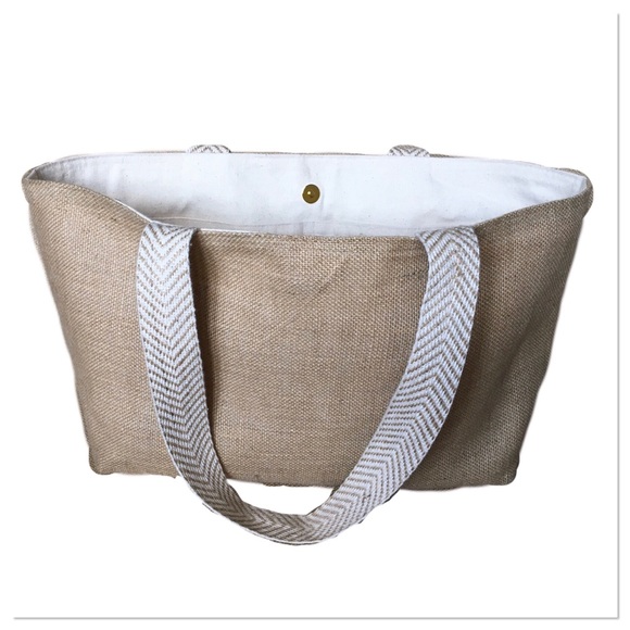 The Nantucket Mid-Sized Tote Natural with Avocado - Picture 5 of 5